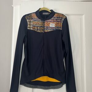 Cafe du Cycliste - Clemence Knitted Panelled Stretch Cycling Jersey - Blue